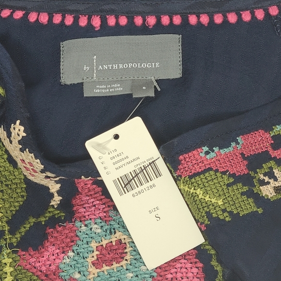 Anthropologie Embroidered Surplice Tunic Blouse OB1397700 Small NWT - Picture 10 of 10